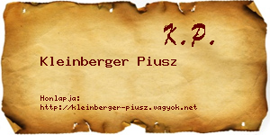 Kleinberger Piusz névjegykártya